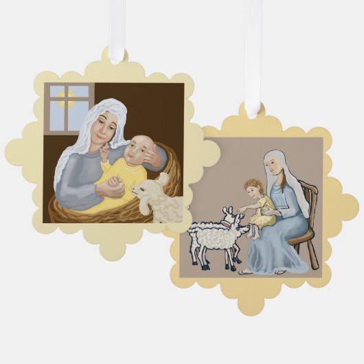 Maria en Jezus Ornament Kaart (Voorkant / Achterkant)