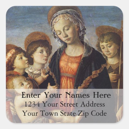 Maria en Jezus Vintage Kerstadres Label (Voorkant)