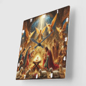 Maria en Jozef houden teder van baby Vierkante Klok (Hoek)