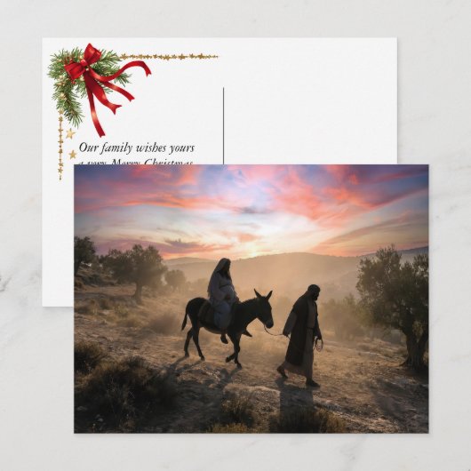 Maria en Jozef reizen naar Bethlehem Feestdagenkaart (Voorkant / Achterkant)