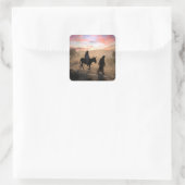 Maria en Jozef reizen naar Bethlehem Vierkante Sticker (Tas)