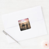 Maria en Jozef reizen naar Bethlehem Vierkante Sticker (Envelop)