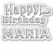 Maria Happy Birthday silver Aufkleber Sticker (Voorkant)