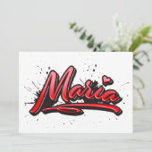 Maria Heart Splash Graffiti Karte Kaart (Staand voorkant)