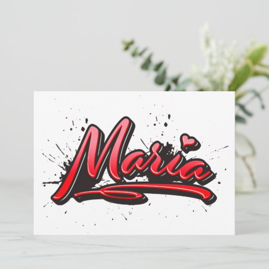Maria Heart Splash Graffiti Karte Kaart (Staand voorkant)
