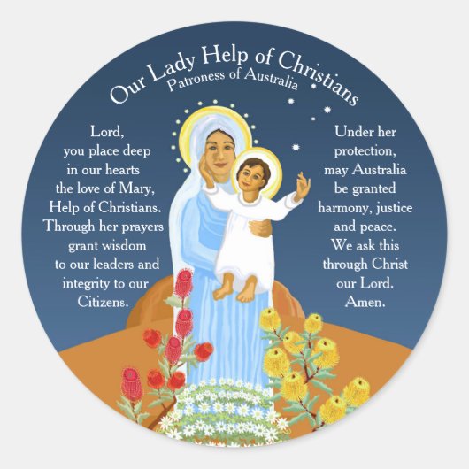 Maria, Help van Christenen Ronde Sticker (Voorkant)