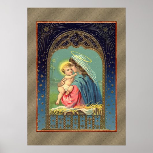 Maria houdt het kindje Jezus vast Poster (Voorkant)