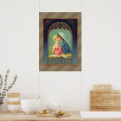 Maria houdt het kindje Jezus vast Poster (Keuken)