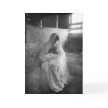 Maria houdt Jezus vast in het vaste Wenskaart