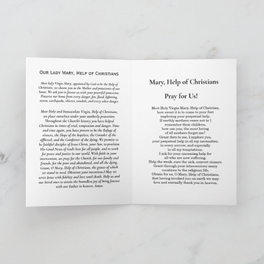 Maria, hulp van christenen Kaart (Binnen)