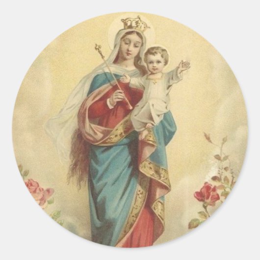 Maria Hulp van Christenen Ronde Sticker (Voorkant)