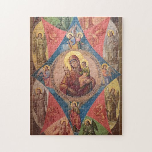 Maria, Jezus en engelen Legpuzzel (Verticaal)