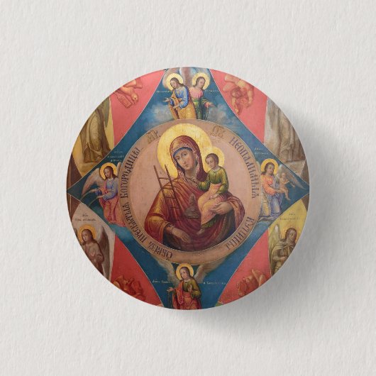 Maria, Jezus en engelen Ronde Button 3,2 Cm (Voorkant)