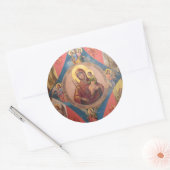 Maria, Jezus en engelen Ronde Sticker (Envelop)