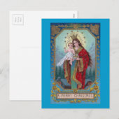 Maria, Jezus en Globus Cruciger Vintage Kerstmis Feestdagenkaart (Voorkant / Achterkant)
