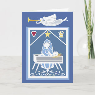 Maria, Jezus en Kerstengel Kaart