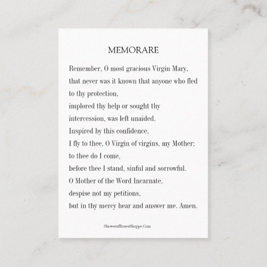  Maria Jezus Herinneringsgebed Heilige Kaart Plaatskaartje (Achterkant)