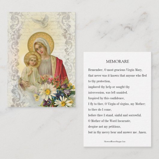 Maria Jezus Herinneringsgebed Heilige Kaart Plaatskaartje (Voorkant / Achterkant)