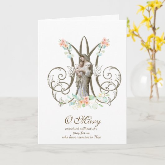 Maria Jezus Religieuze Moederdag Kaart (Gele Bloem)