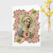 Maria katholiek religieus bloemstuk vintage kaart (Gele Bloem)