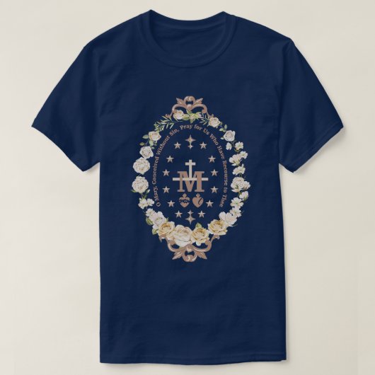 Maria Katholieke Maagd Maria Maria Kruis Bloemen R T-shirt (Design voorkant)