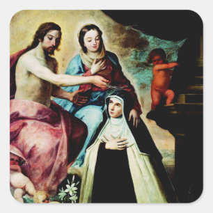 Maria Magdalena de Pazzi door Pedro de Moya Vierkante Sticker