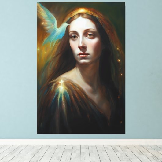 Maria Magdalena en een prachtige vogel Canvas Afdruk (Insitu (Houten vloer))
