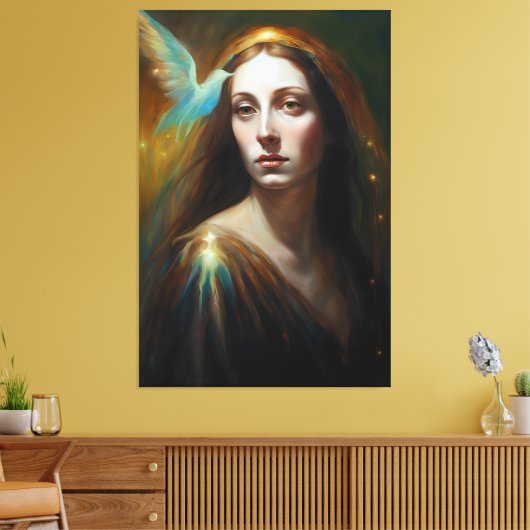 Maria Magdalena en een prachtige vogel Canvas Afdruk (Insitu (Woonkamer))