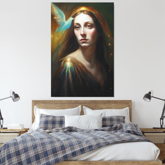 Maria Magdalena en een prachtige vogel Canvas Afdruk (Insitu (Slaapkamer))