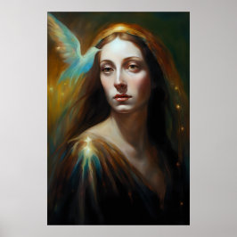 Maria Magdalena en een prachtige vogel Poster