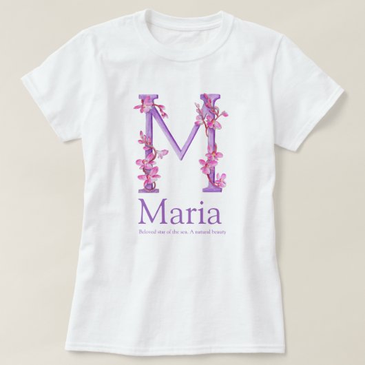 Maria meiden M douanenaam betekent orchidee art T-shirt (Design voorkant)
