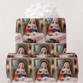 Maria met Baby Jesus  Kaart Reproductie Cadeaupapier