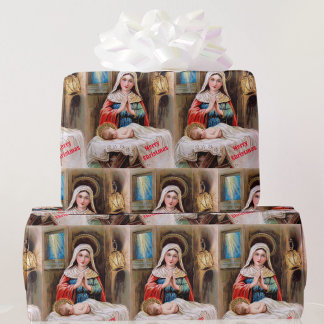 Maria met Baby Jesus  Kaart Reproductie Cadeaupapier