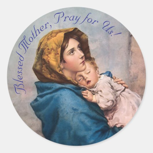  Maria met Baby Jezus Ronde Sticker (Voorkant)