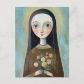 Maria Met Bloemen Briefkaart (Voorkant)