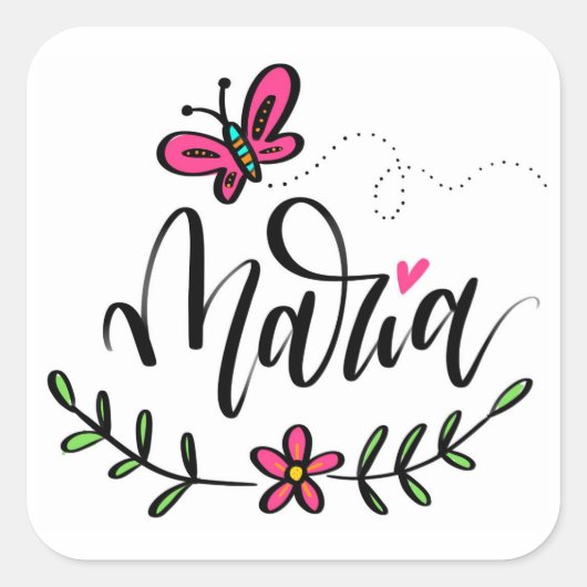Maria, met de hand geschreven vierkante sticker (Voorkant)