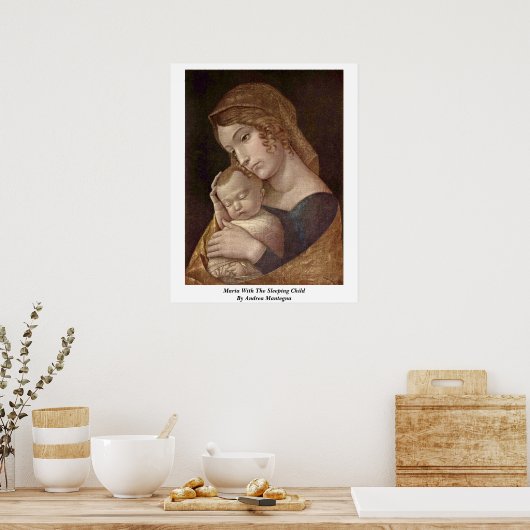 Maria met het slapende kind van Andrea Mantegna Poster (Keuken)