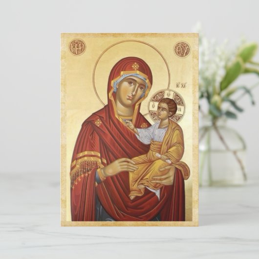 Maria met Jezus in Gouden Tonen Save The Date (Staand voorkant)