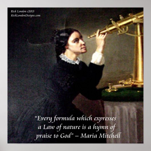 Maria Mitchell Bekende "Natuur/God" Quote Poster (Voorkant)
