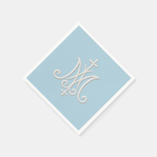 Maria-monogram Religieus Katholiek Blauw Wit Servet (Hoek)