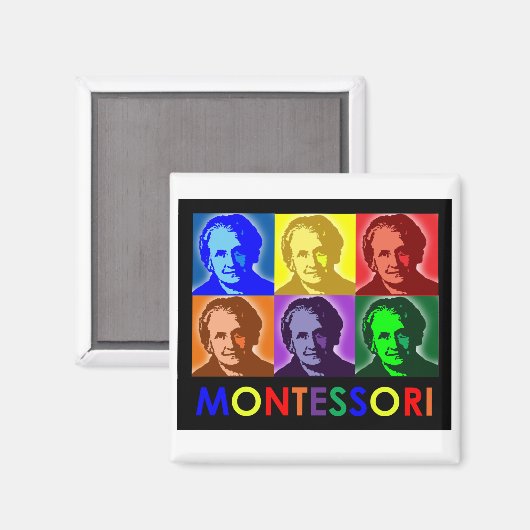Maria Montessori Pop-kunstmagneet Magneet (Voorkant / Achterkant)