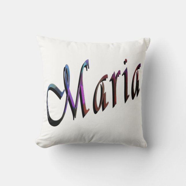 Maria, naam, Logo, White Throw Cushion. Kussen (Voorkant)
