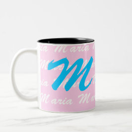 Maria Name Design Pattern Tweekleurige Koffiemok