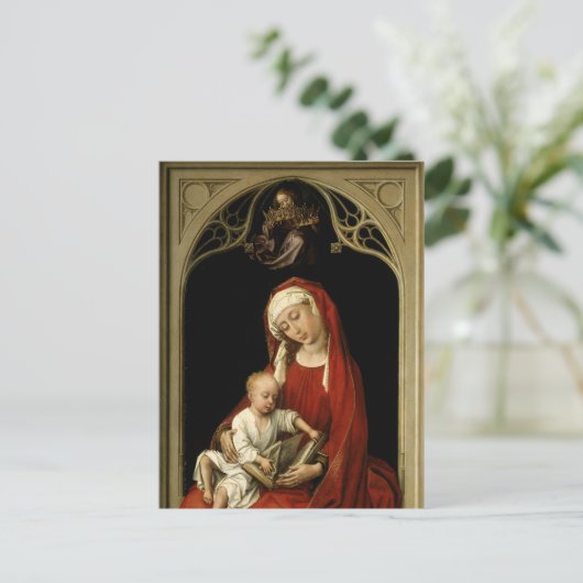 Maria ontvangt kroon van engel feestdagenkaart (Staand voorkant)