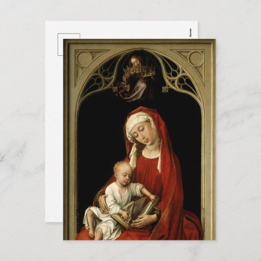 Maria ontvangt kroon van engel feestdagenkaart (Voorkant / Achterkant)