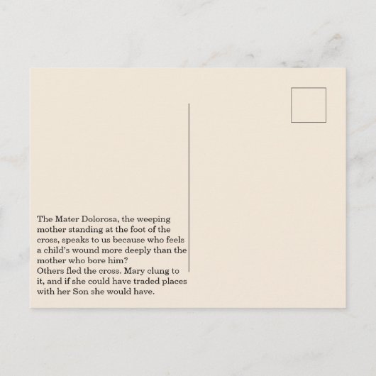 Maria Onze Lieve Vrouw van Smarten Onbevlekt Hart Briefkaart (Achterkant)