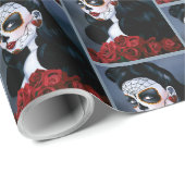 Maria Sugar Skull Red Roses Cadeaupapier (Rol Hoek)