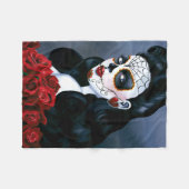 Maria Sugar Skull Red Roses Fleece Deken (Voorkant (Horizontaal))