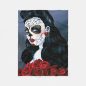 Maria Sugar Skull Red Roses Fleece Deken (Voorkant)
