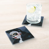 Maria Sugar Skull Red Roses Glazen Onderzetter (Schuin)